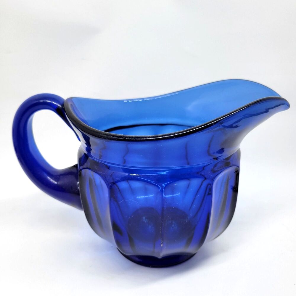 Imperial Glass Ohio "OLD WILLIAMSBURG" 6"X8.75" Cobalt Blue Pitcher